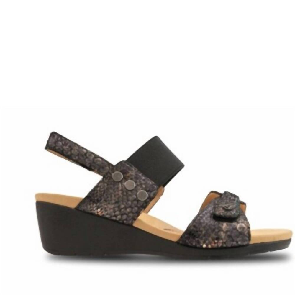 NEW REVERE women's tahiti sandal in black metallic python